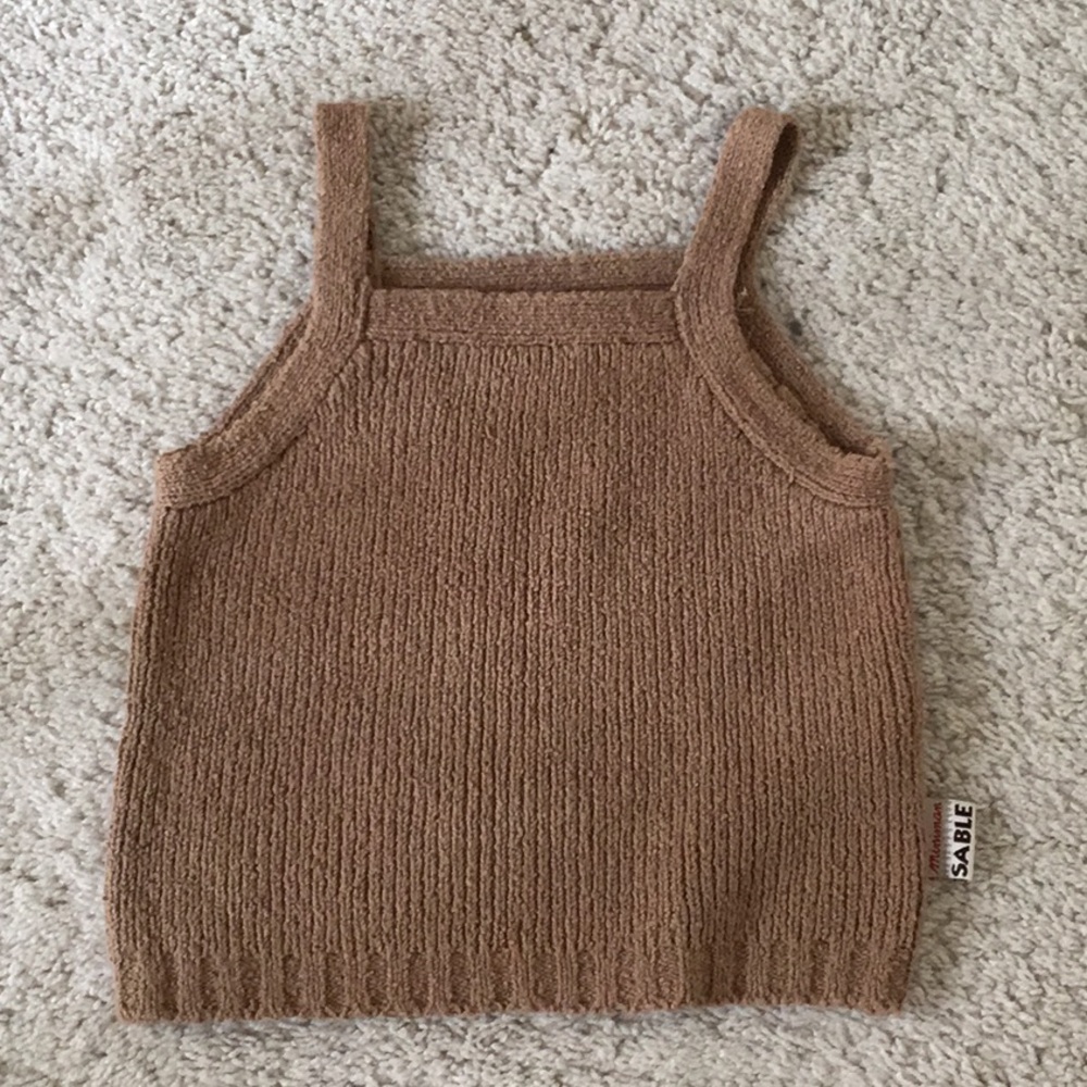 Miniman Mini Man of France  Kids Brown Knit Sleeveless Tank Top 3